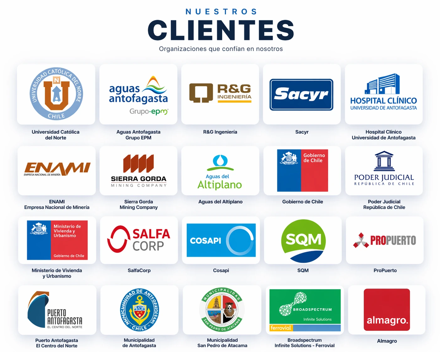 Clientes y mandantes que han confiado en Diserva